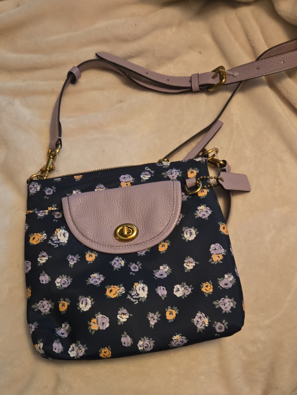 Coach Floral Crossbody Bag with Lavender Trim